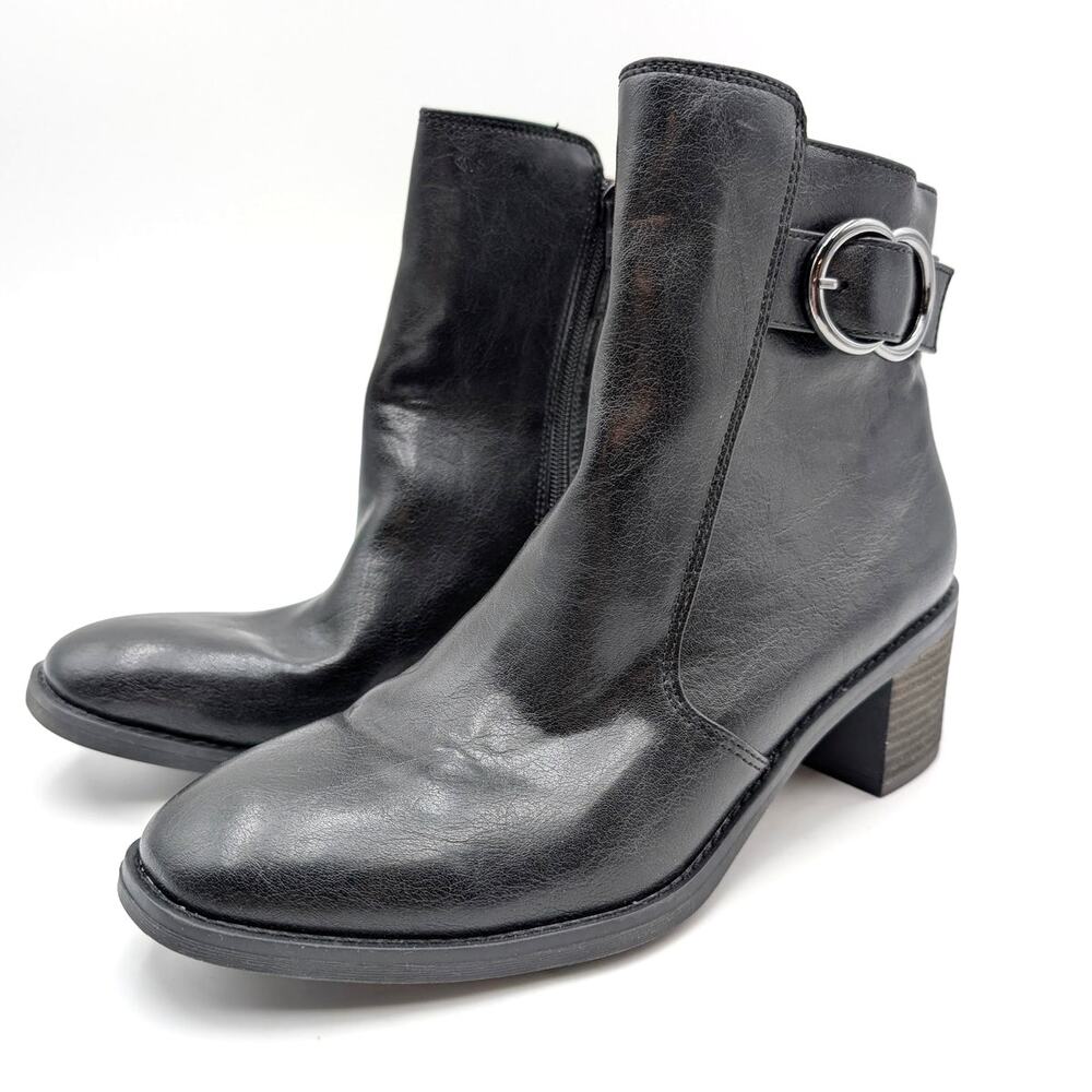 EuroSoft Hawthorne Block Heel Ankle Bootie Women’s Black Size US9.5M EU40